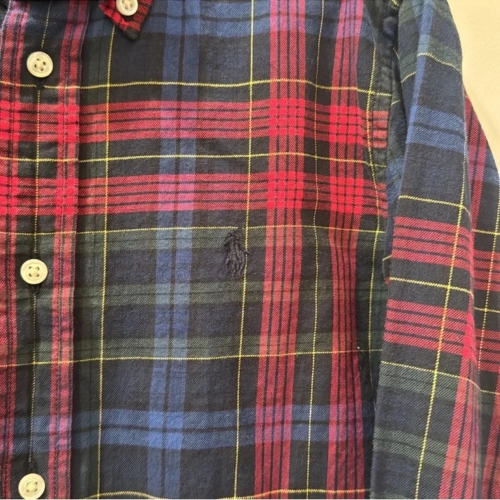 RALPH LAUREN Boy’s size 7 Red blue and green holiday plaid  button down